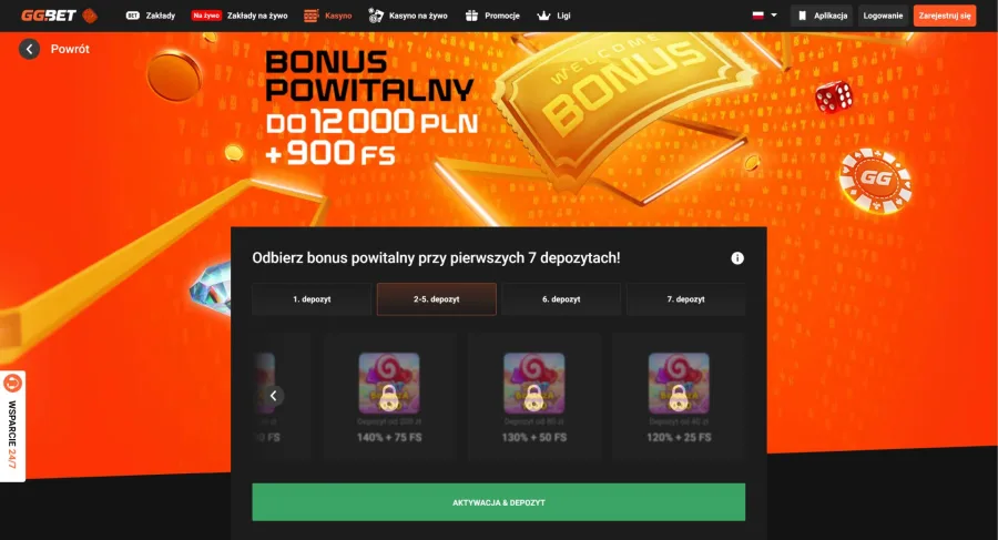 25 darmowych spinów w GGBet Casino